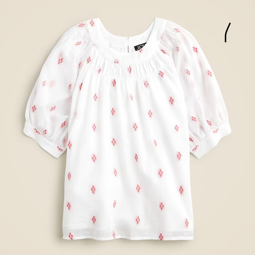 J. Crew Smock Neck Puff Sleeve Blpuse in dot XL